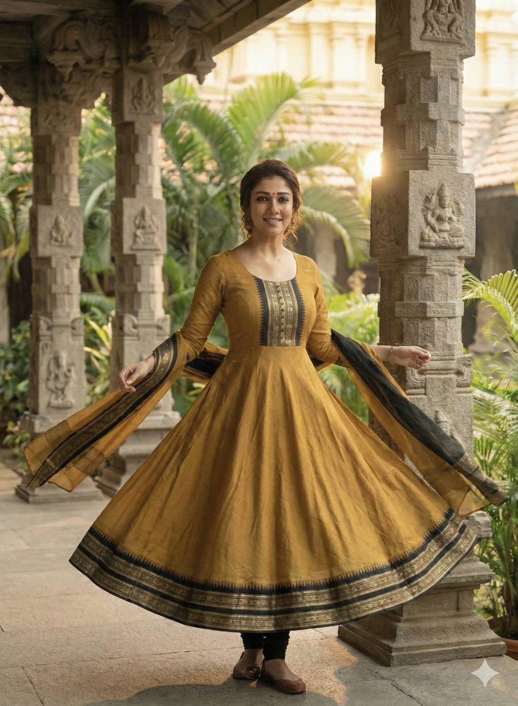 Kanchi Cotton Jacquard Embroidered Gown With Dupatta