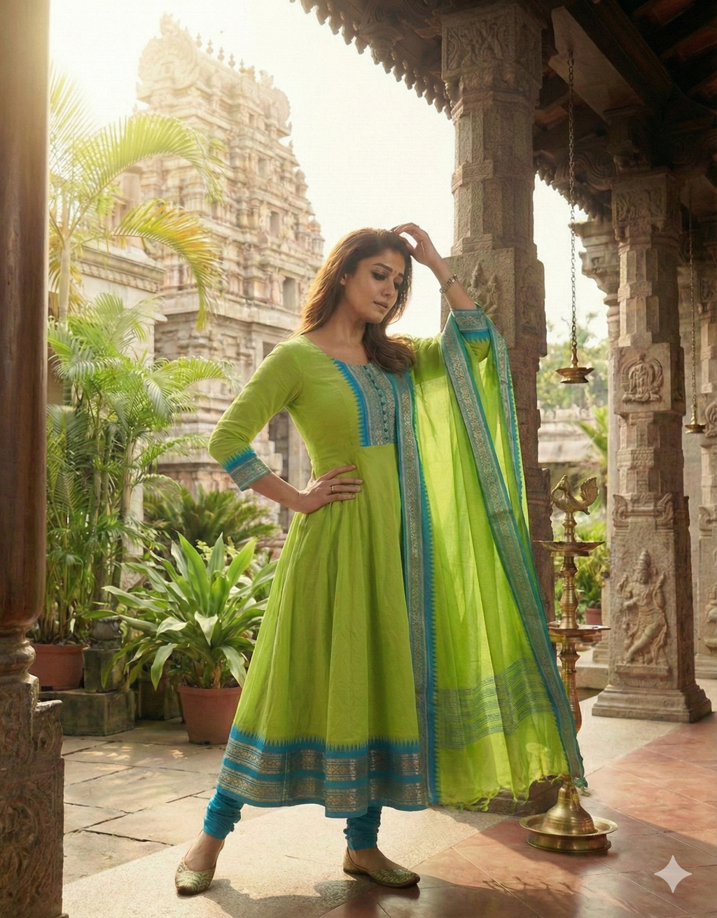 Kanchi Cotton Jacquard Embroidered Gown With Dupatta