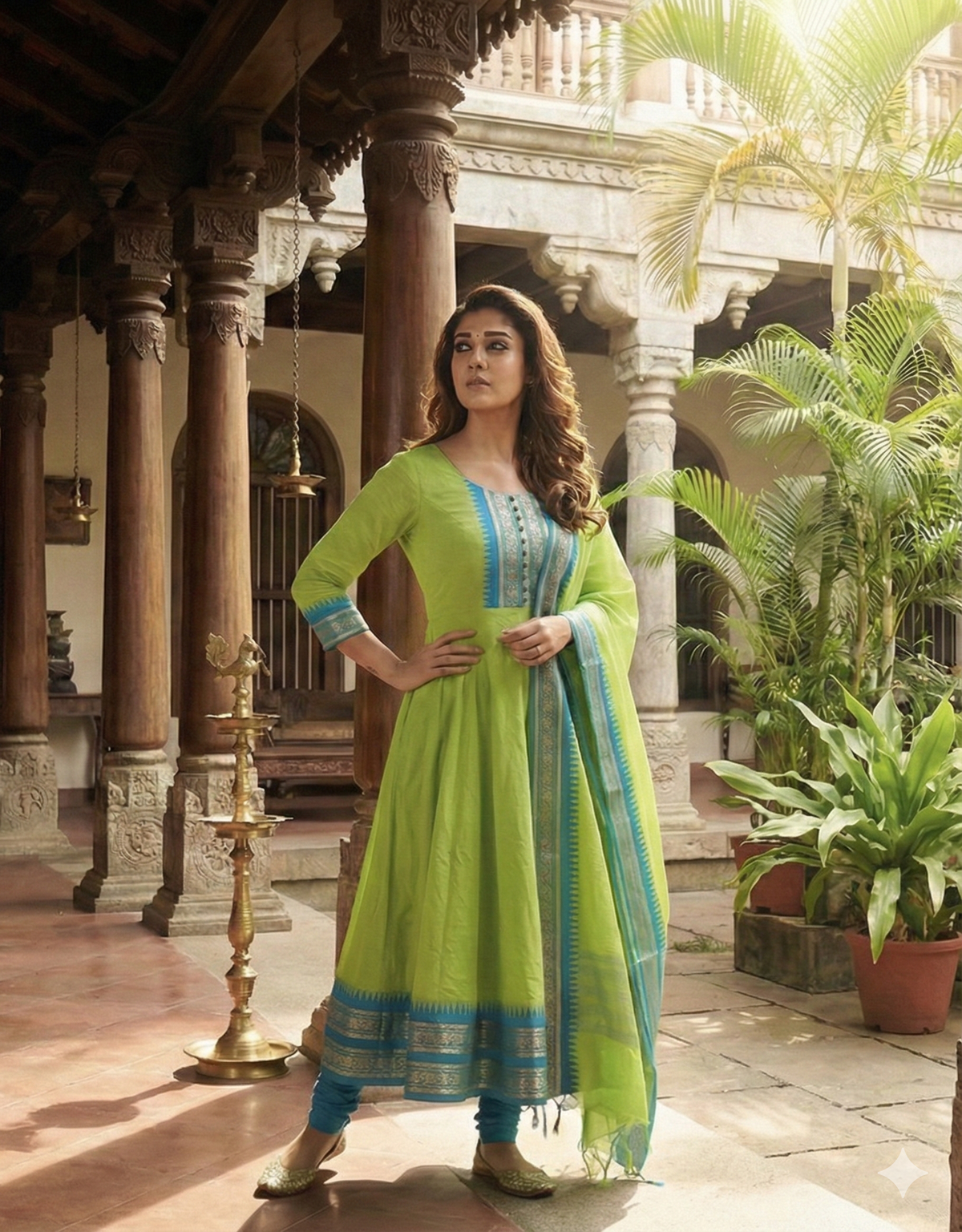 Kanchi Cotton Jacquard Embroidered Gown With Dupatta
