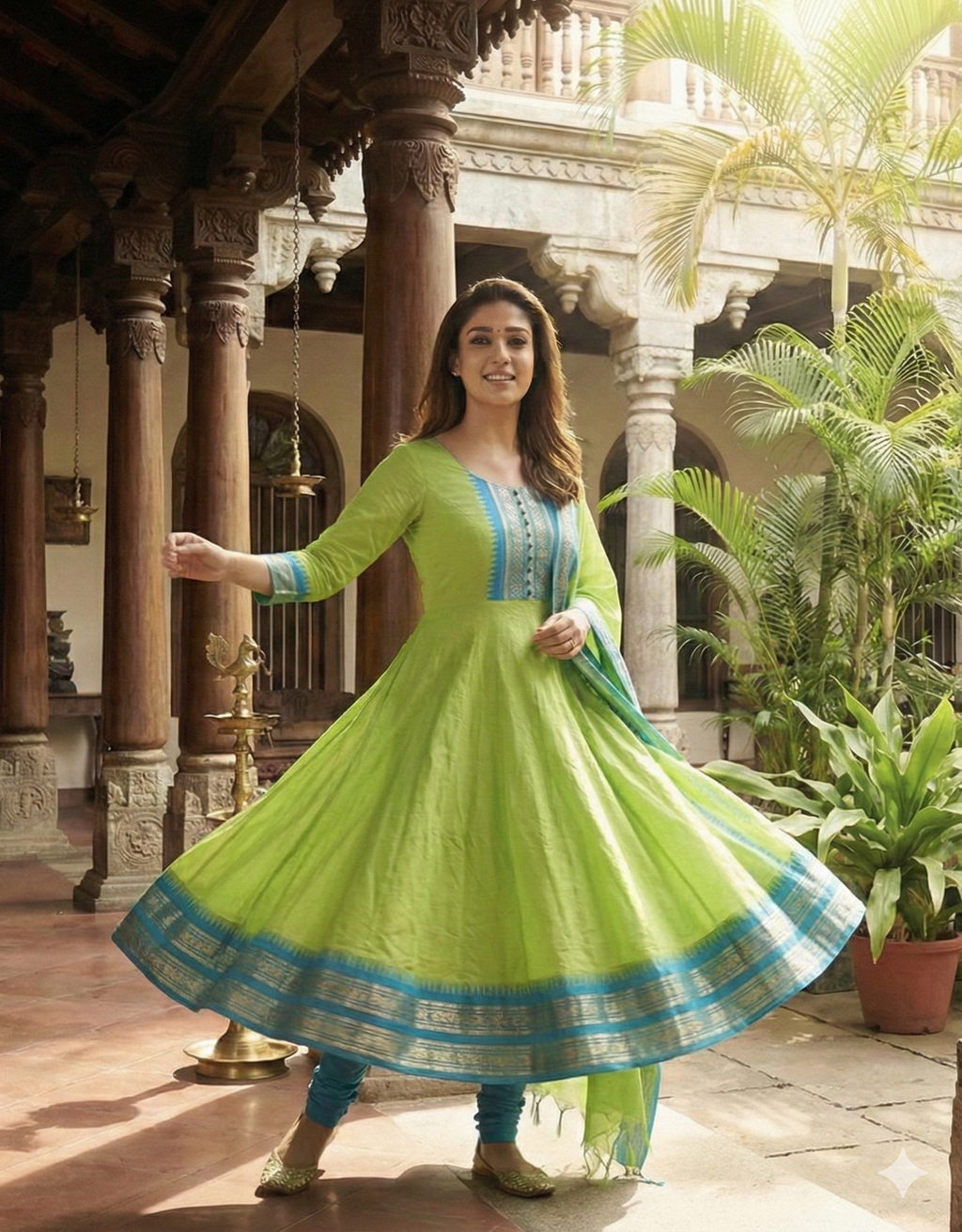 Kanchi Cotton Jacquard Embroidered Gown With Dupatta