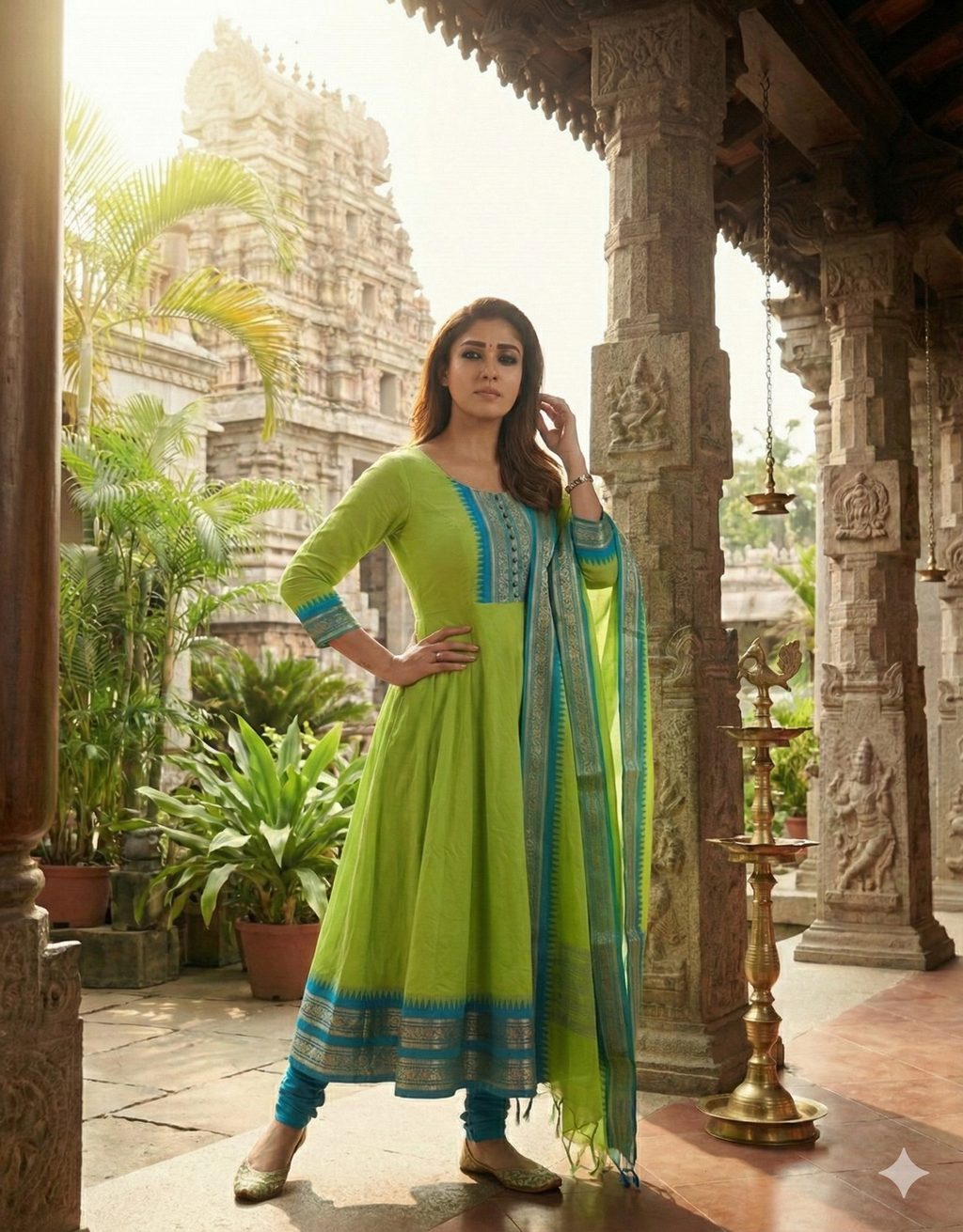 Kanchi Cotton Jacquard Embroidered Gown With Dupatta