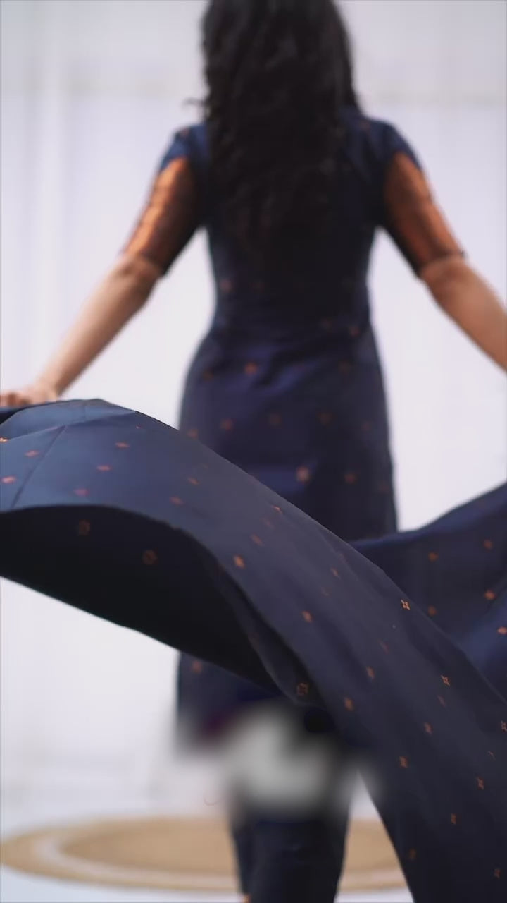 Premium Blended Silk Blue Kutri Set