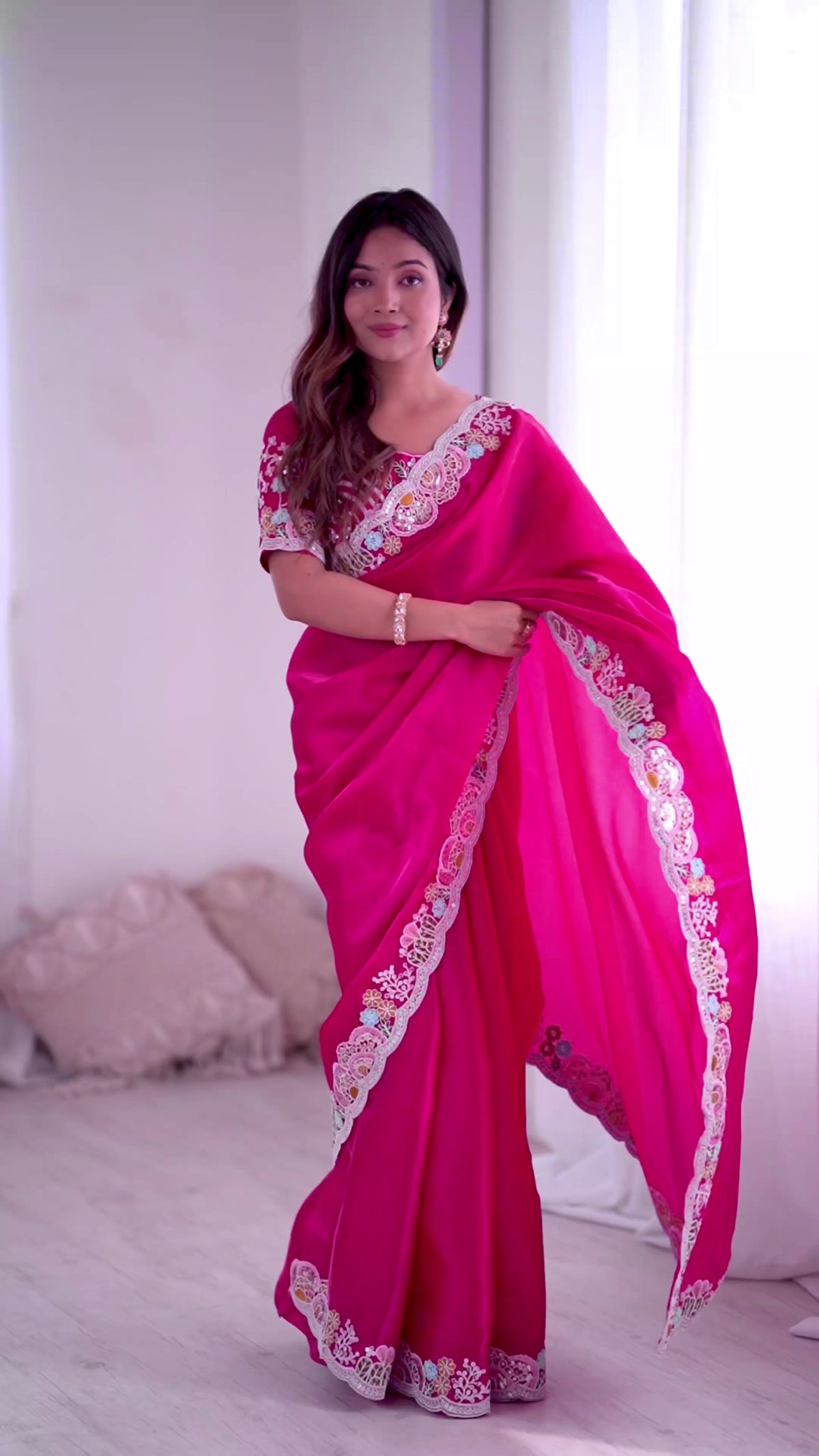 Jimmy Choo Embroidery Sequins Saree