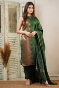 Green Art Silk Kurti Pant Dupatta Set for Women with Elegant Design